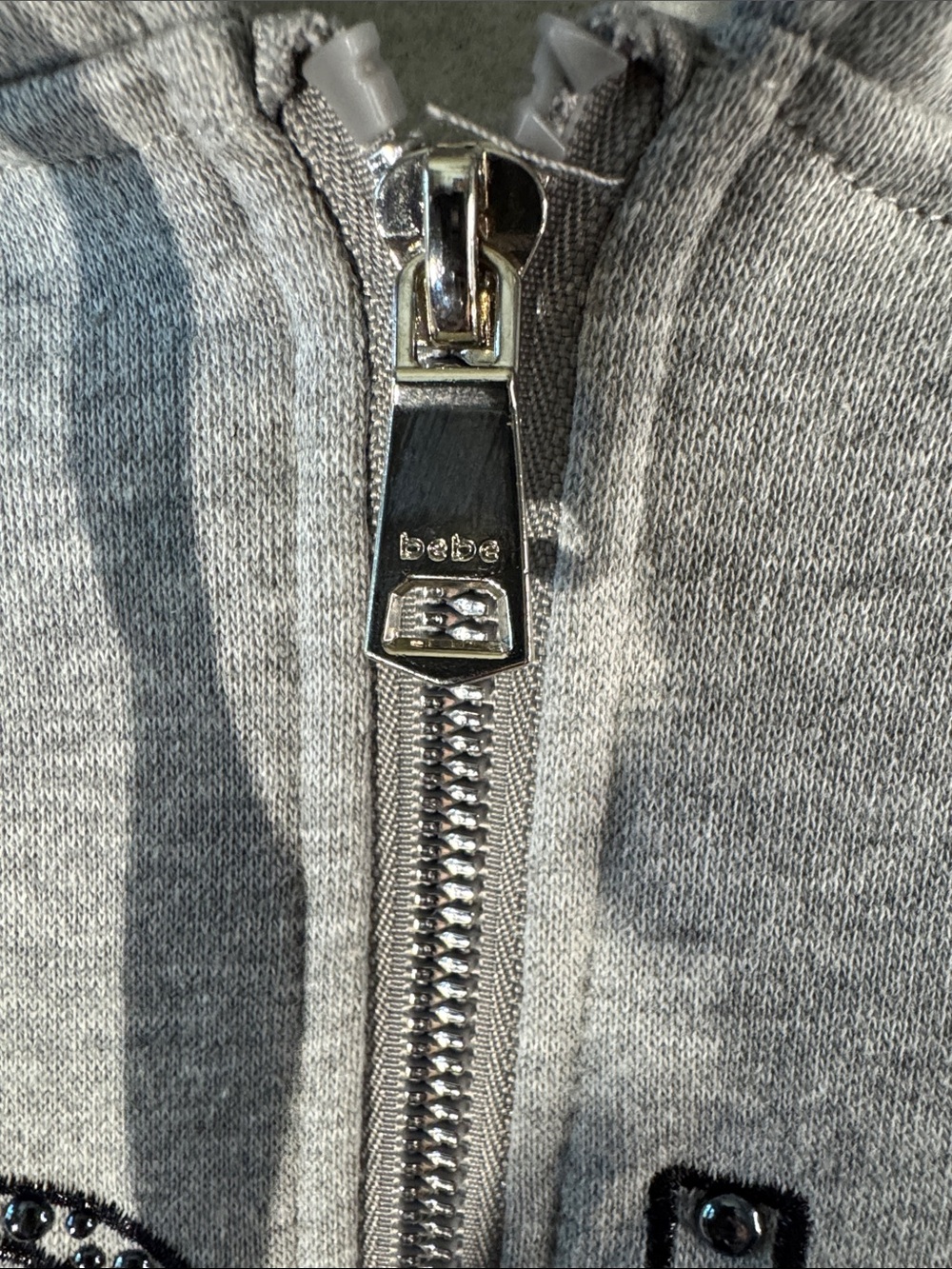 bebe Light Gray Zip-Up Hoodie with Logo, size L - Picture 4 of 4